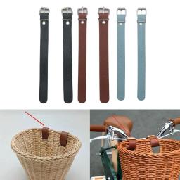 2 pçs removível imitação rattan cesta de bicicleta com tiras de couro imitação cesta de vime impermeabilização peças de ciclismo - Image 3