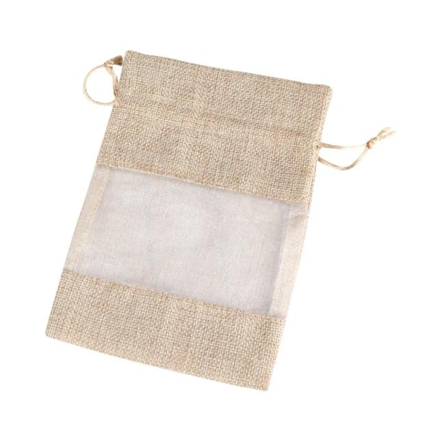 Saco de Organza em Serapilheira com Cordão para Lembrancinhas de Casamento, Amostras Cosméticas e Guloseimas