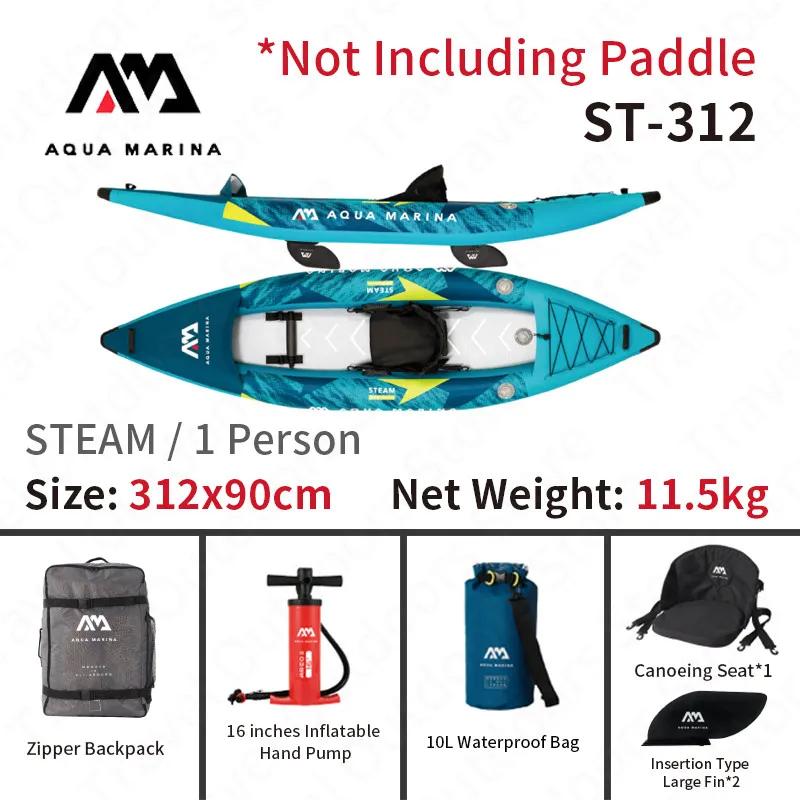 AQUA MARINA STEAM-Caiaque Inflável para Adultos, Esportes Aquáticos, Rafting, Exploração Tipo Barco de Borracha, 10 ", 3", 13 ", 6", K2 Drifting - Image 1