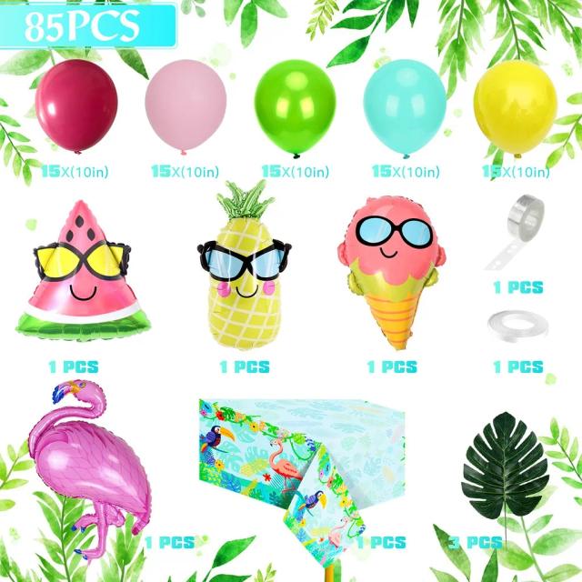 Decoração Tropical para Festa de Aniversário: Balões Havaianos, Guirlandas de Abacaxi e Flamingos para Crianças