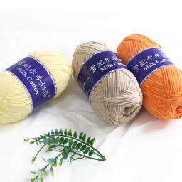 100g/grupo 5 fios de lã de algodão de leite bonito boneca penteado fio de algodão para crochê artesanato feito malha à mão camisola diy cachecol chapéu - Image 2
