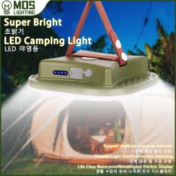 MOSLIGHTING Carregamento solar Camping Super Light with Magnet Emergency Portable Rechargeable Tent Light Work Maintenance Fishing Light Illumination 80W USB 4 Lighting Options Adjustable Light Brightness LED Lantern - Image 1