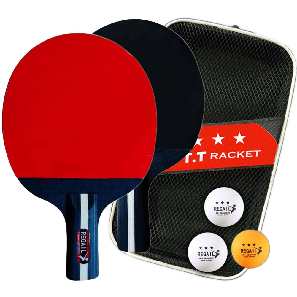 Pá De Tênis De Mesa para Treinamento De Iniciantes, Ping Pong Profissional, 2 Raquetes e 3 Bolas, Pás De Tênis De Mesa, 2 Raquetes - Image 1