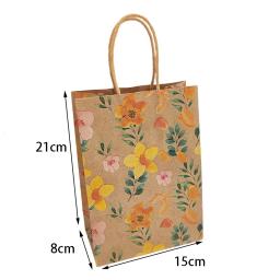 Sacos De Presente De Flor De Papel Kraft, Embrulho De Punhos, Favor Do Casamento, Embalagem Portátil, Saco De Compras, Fontes Do Partido De Aniversário, 12 Pcs, 24Pcs - Image 2