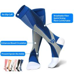 Meias de compressão para homens e mulheres, meias esportivas, enfermagem, rugby, maratona, ciclismo, futebol, varizes, corrida, 20-30 mmhg - Image 1