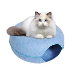 Gato túnel cama gato túneis para gatos internos labirinto brinquedo redondo gato túneis feltro natural gato treinamento cesta pet caverna gato suprimentos - Image 1