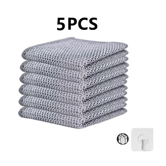Pano de Limpeza de Aço Malha Dishrag, Sem Riscos, Dupla Camada em Microfibra - Embalagem com 1 ou 100 Peças