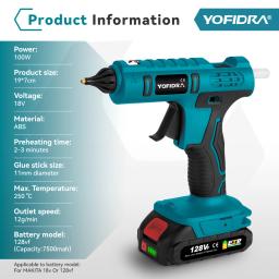 Pistola de cola elétrica sem fio, cola em bastão para artes, ferramenta de reparo doméstico DIY, bateria Makita 18V, 11mm, 100W - Image 3