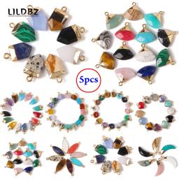5 pçs/set pedra natural pingente de várias formas cor pêndulo estrela lua coração encantos para pulseira colar jóias acessórios - Image 1