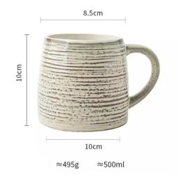 500ml caneca de café japonesa canecas de linha vintage xícaras de café cerâmica copo de água drinkware escritório em casa grande capacidade - Image 3