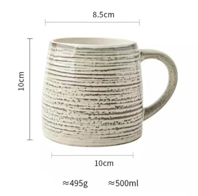 Caneca de Café Japonesa Vintage 500ml em Cerâmica para Escritório e Casa - Grande Capacidade e Estilo Elegante