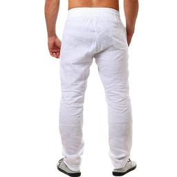 Calças de linho de algodão masculino outono novo respirável cor sólida calças de linho fitness streetwear S-3XL - Image 3