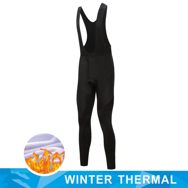 Calças de Ciclismo Térmicas de Lã para Inverno com Almofada de Gel 19D e Respirabilidade em Preto