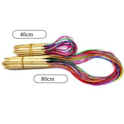 18 pçs/set agulhas de tricô circulares de bambu crochê costura tricô duplo cúspide ganchos tubo macio agulha artesanato ferramentas conjunto 40-120cm - Image 2