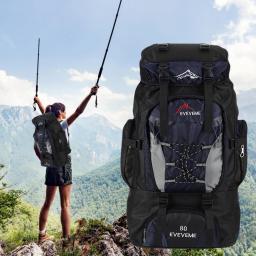 Impermeável Caminhadas e Camping Mochila, Trekking Bag, alça ajustável, mochila de viagem, esporte ao ar livre, montanhismo Bag, 80L - Image 3