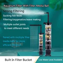 Filtro de aquário para aquário, 4 em 1, filtração, purificação de água, alta eficiência, sucção fecal - Image 1