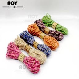 Corda tecida de cânhamo e juta colorida de 4mm para artesanato diy, embalagem de presente artesanal, acessórios, cabos, decoração de casa, 10 metros/lote - Image 1