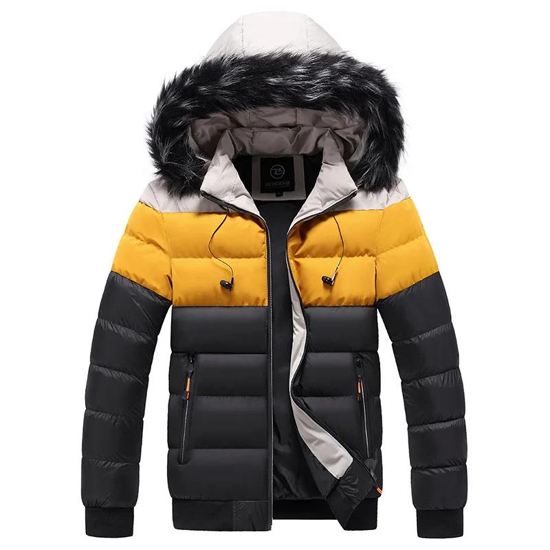 Jaqueta de colarinho de pele com capuz masculino, parkas quentes, slim fit, chapéu, destacável, casual, boa qualidade, tamanho 5xl, inverno, novo - Image 1