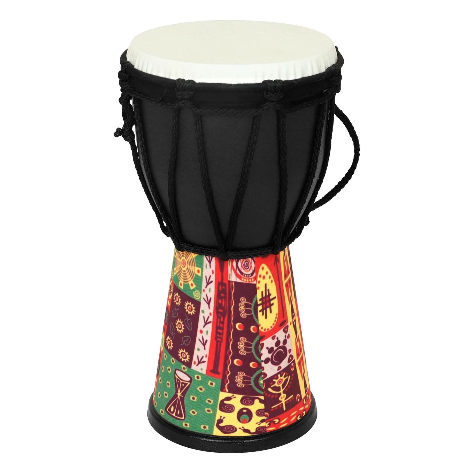 Tambor africano 4 Polegada artesanal tradicional africano tambor de mão colorido djembe tambor para crianças estudo instrumento musical percussão - Image 1