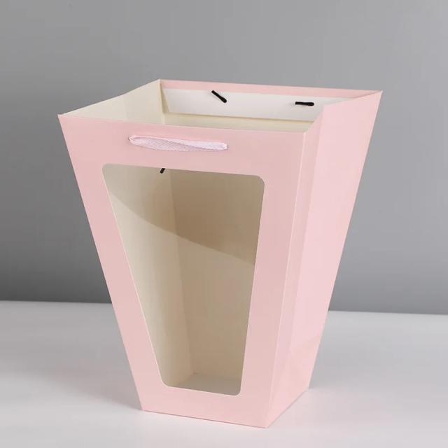 Bolsa de Presente Transparente com Alça em Papel Kraft - Ideal para Casamentos, Aniversários e Buquês