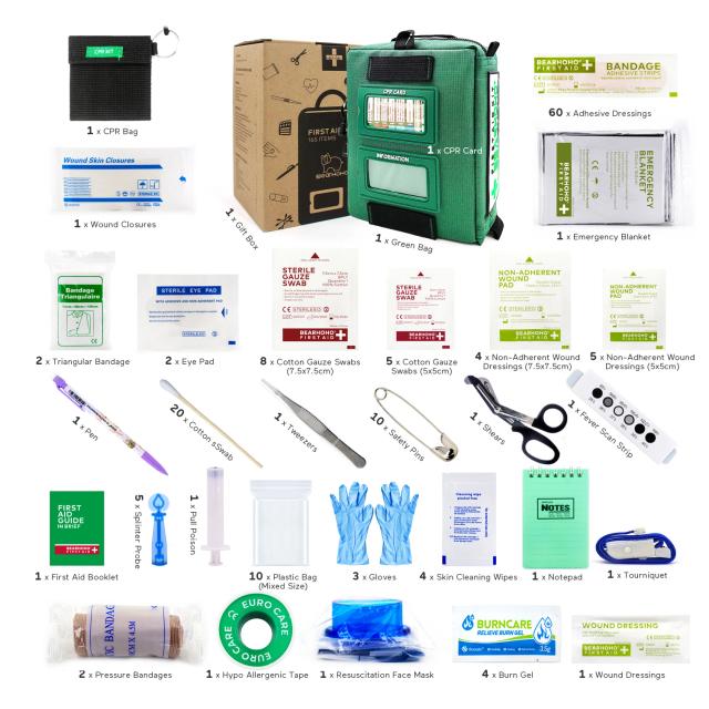 Conjunto Completo BearHoHo Medium Handy: Kit de Primeiros Socorros e Emergência para Camping, Hiking e Sobrevivência Tática