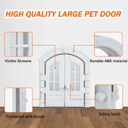 Porta dupla intempéries para animais de estimação, porta interior para gato e cachorro, porta sem aba para gato e cachorro, abertura francesa - Image 4