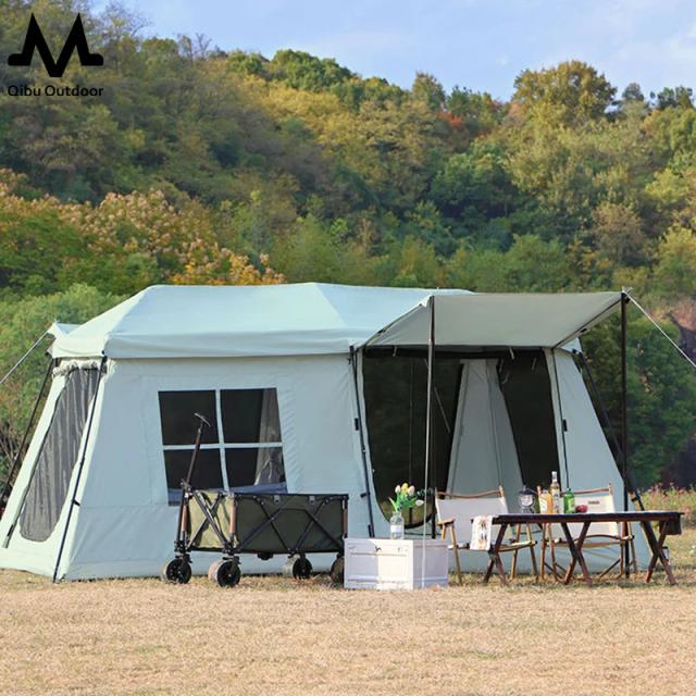 Barraca de Acampamento Qibu para 2 pessoas - Túnel de Alta Altitude com Estrutura de Alumínio e Revestimento PU 3000mm, Personalização ODM e OEM Disponível