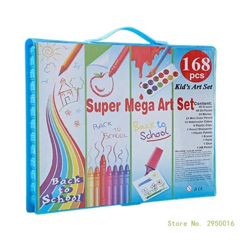 Lápis de cor Kits para crianças, Desenho portátil e conjunto de pintura, Arte e Artesanato Suprimentos, Arte para colorir, 168pcs - Image 1