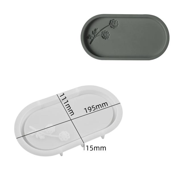 Bandeja Oval de Silicone para Armazenamento: Molde DIY para Vasos, Artesanato em Gesso e Resina Epóxi, Coasters e Decoração de Casa
