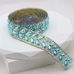 Strass Hot Fix colorido, corrente de copo, Iron-on Trim, fita, malha para roupas de vestido DIY, 2 linhas - Image 5