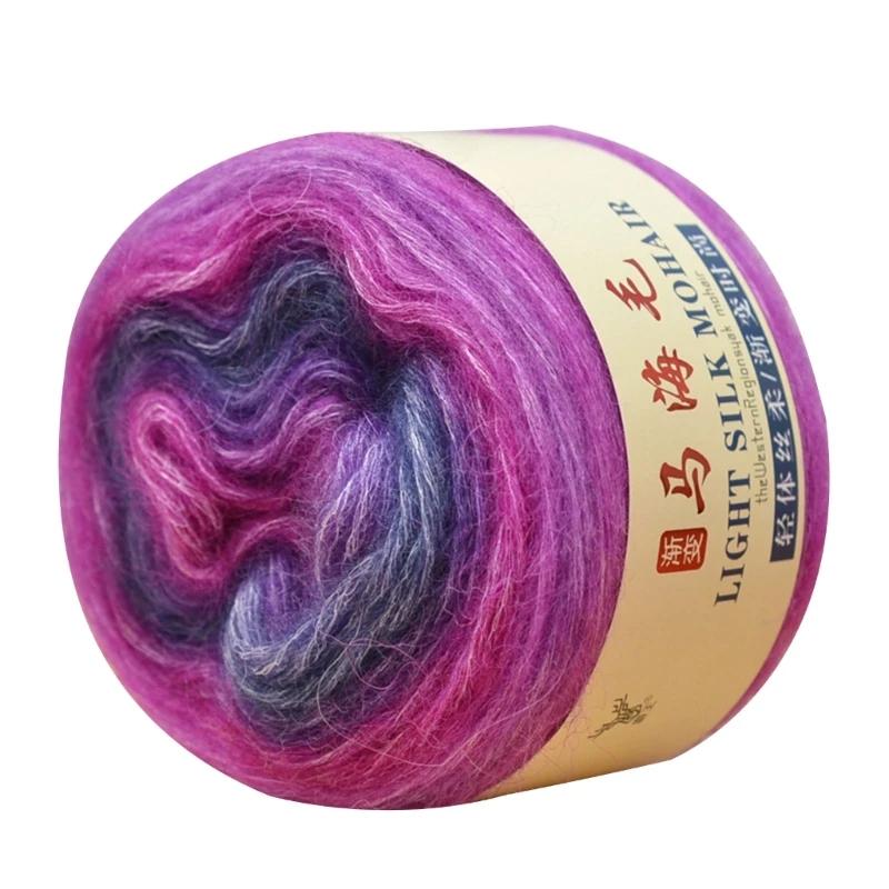 Fio tricô cor gradiente fio crochê novelos lã fibra macia para tricô manual crochê artesanato rolo 52g - Image 1