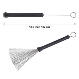 Fio Aço Retrátil Drum Brush, Percussão Baquetas, Alças Plástico, Acessórios Musicais, 32cm - Image 6