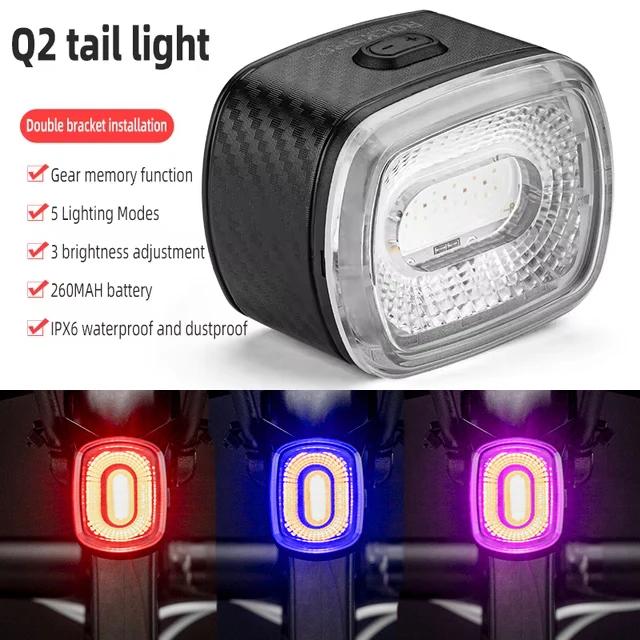 Luz Traseira Inteligente Rockbros para Bicicleta com Freio Automático, À Prova D'Água IPX6 e Carga Tipo-C