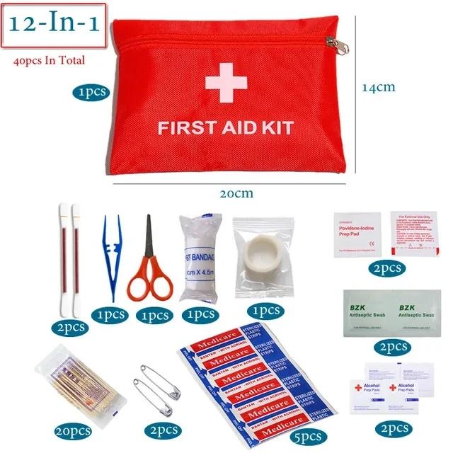 Mini kit completo portátil para emergência ao ar livre, kit impermeável de primeiros socorros, tratamento médico, viagens de carro, caminhadas, camping, 40 pcs, 50 pcs, 80pcs - Image 1