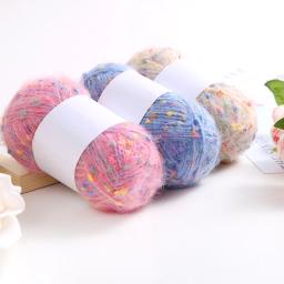 Pontos coloridos Fios de Mohair Crochet feito malha à mão Lenço tecido Artesanato de xale Fio macio para kinitting, Artesanato DIY, 50g por bola - Image 1