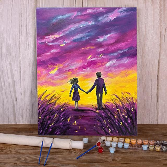 Conjunto de Pintura Colorido para Crianças com Retratos e Flores em Acrílico, 40x50 cm, Ideal para Colorir por Números e Decoração Infantil