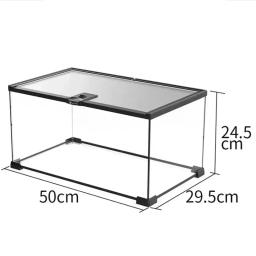 Réptil Pet Glass Feeding Box, Tartaruga Terrário, Serpente Aranha, Lagarto, Sapo com Chifres, Floresta Tropical, Tanque Ecológico, Caranguejo Caracol - Image 1