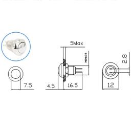 Interruptor de botão momentâneo impermeável, Metal Horn Doorbell, Bell Botão, Auto-Reset Switch, 8mm, 5 pcs, 20 pcs, 100pcs - Image 3