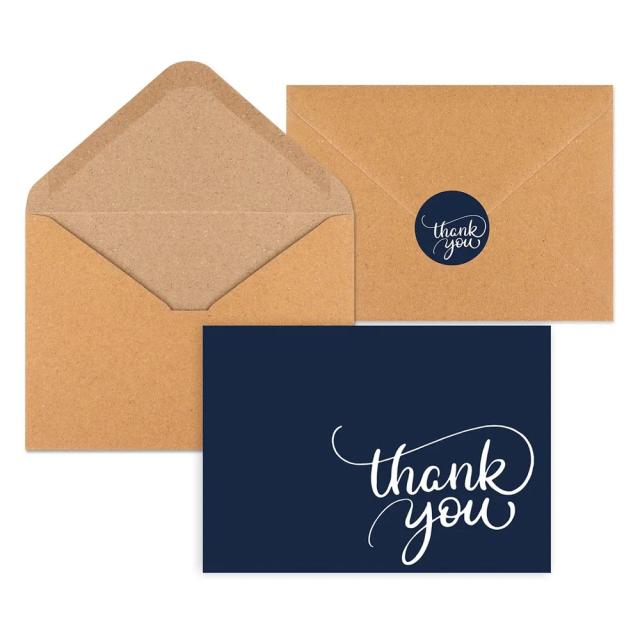 Conjunto de Cartões de Agradecimento com Envelopes e Adesivos - 4 Unidades