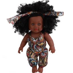 35cm americano africano preto boneca renascer kawaii bebê nascido menina boneca com roupas explosão cabeça brinquedos para meninas consolador brinquedos - Image 1