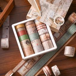 Novo Washi Tape Conjunto de fitas Washi vintage 20 rolos Fitas de mascaramento retrô para jornal - Image 6
