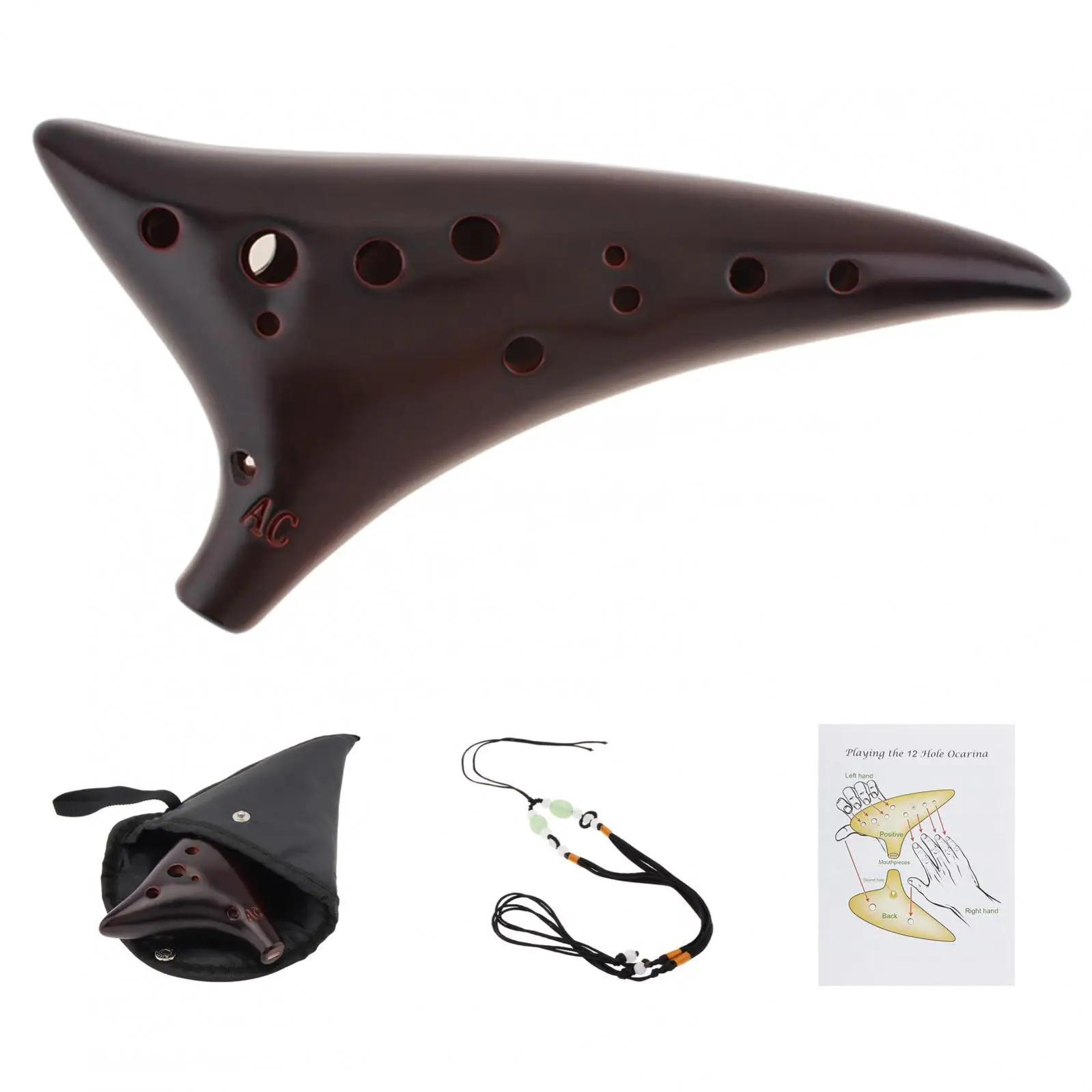 12 buracos ocarina alto cerâmica flauta iniciantes instrumento musical de sopro - Image 1