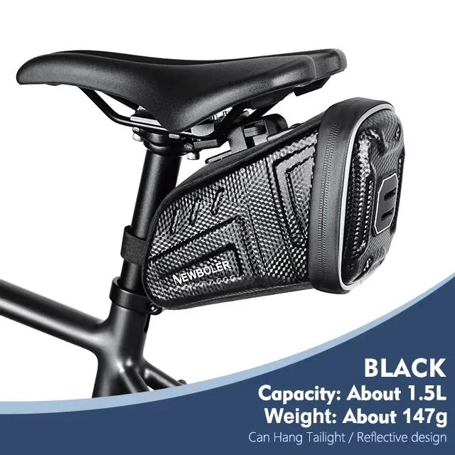 Newboler 1.5l/2.5l à prova dwaterproof água saco de sela da bicicleta mtb estrada alforjes reflexivo listrado saco de ferramentas mtb acessórios - Image 1