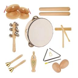 Brinquedos de instrumentos musicais de madeira para crianças, tambor ecológico, castanholas maracas, brinquedos musicais de percussão, brinquedo educativo infantil - Image 1