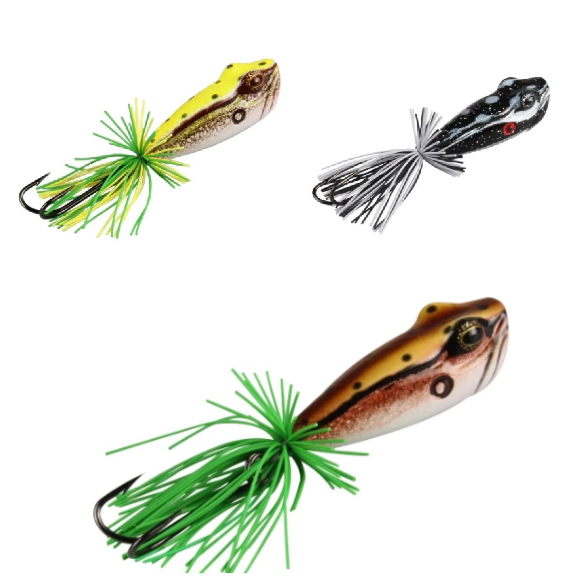 Isca de pesca 58mm 11.5g sapo popper plástico duro mar baixo modelo 3d olhos isca cambota wobblers enfrentar isca vmc gancho 3 pçs - Image 1