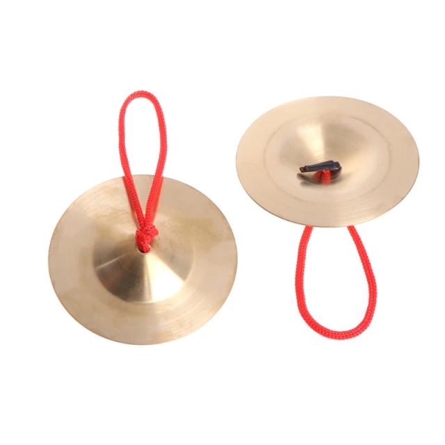 Gongo Chinês com Corda Dedo e 1 Par de Instrumentos de Percussão Manual em Cobre