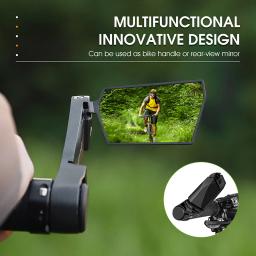West biking bicicleta espelho retrovisor dobrável liga vice lidar com barra de ciclismo termina rotação 360 ° mtb bicicleta hd guiador retrovisor - Image 2