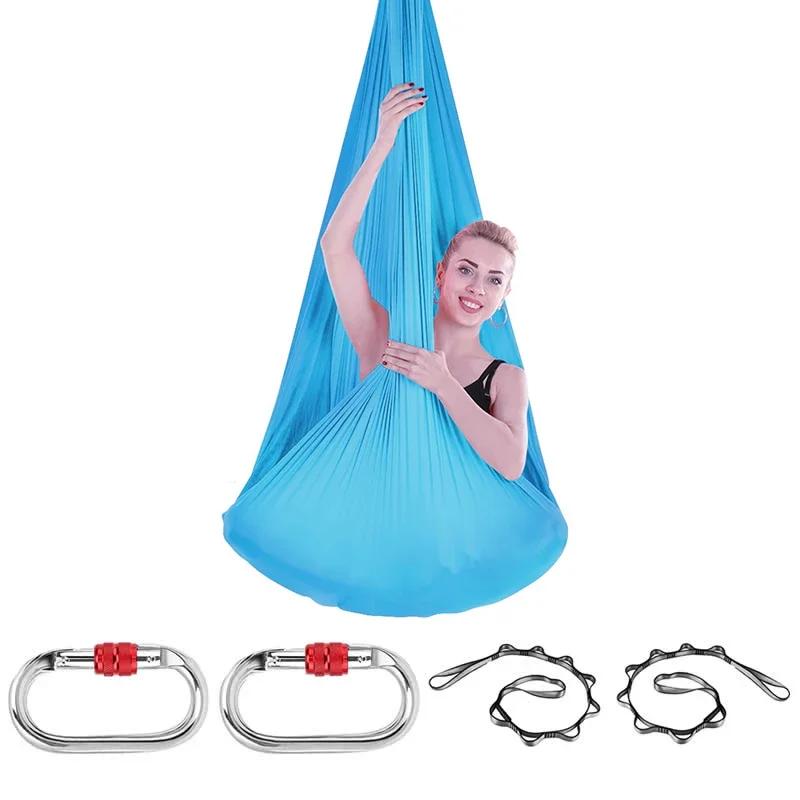 Conjunto completo de sedas aéreas yoga balanço rede equipamentos anti-gravidade cinto de inversão para ginásio casa dança aérea voando yoga conjunto 5*2.8m - Image 1