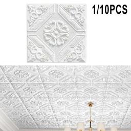 1 e 10 * papel de parede 3d adesivos de parede auto-adesivo painel de espuma decoração de casa fácil de remover para sala de estar quarto teto tv arte de parede - Image 1