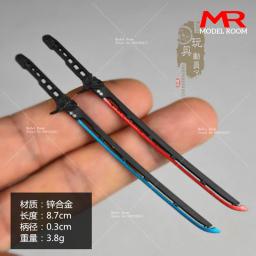Mini Arma Samurai Sword, Acessórios de Modelo Twin Sabres, Fit 6 ''Soldier, Figuras Body Action, Vermelho e Azul, Escala 1:12, 8.7cm - Image 1